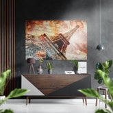 Eiffel Tower Brushed Aluminium Dibond Wall Art.